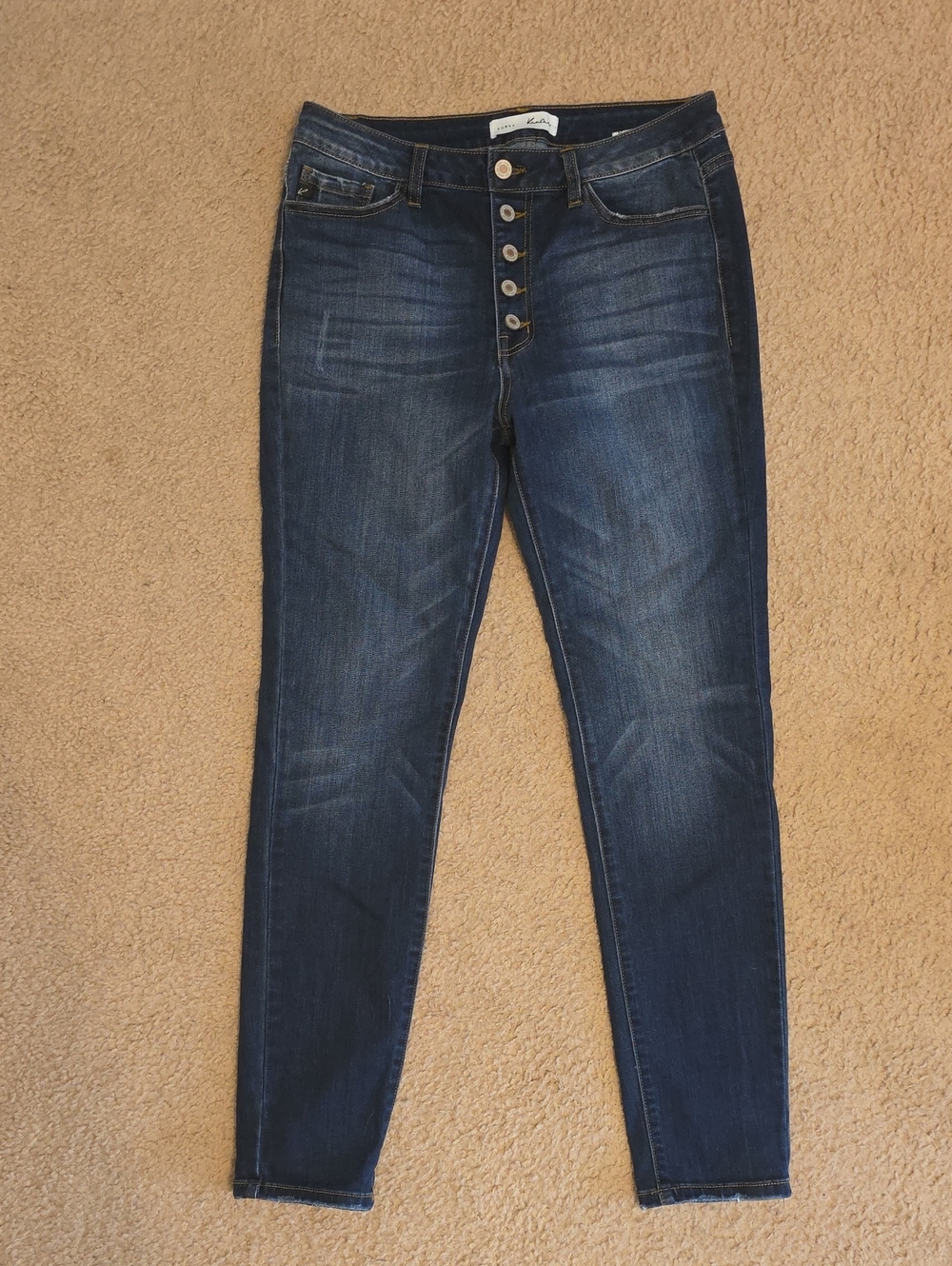 KanCan Dark Indigo Skinny Jeans with Button-Fly - Picture 1 of 7